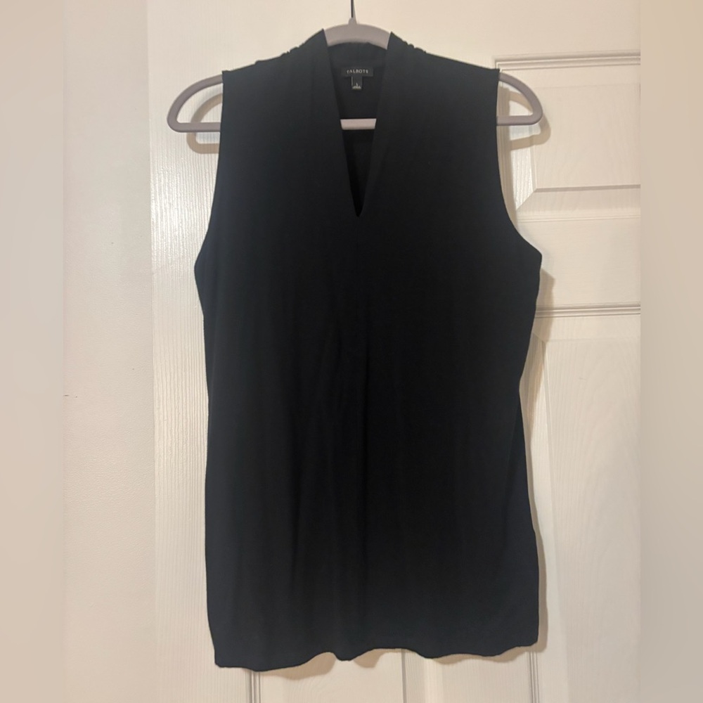 Talbots Black Sleeveless V-Neck Blouse
